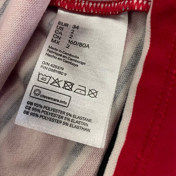 H&M Womens Striped Mini A-Line Dress Sleeveless Red/Multi Size 2 - Picture 9 of 9